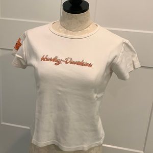 2000s Harley-Davidson White Babydoll Tee from St. Maarten - size Large.